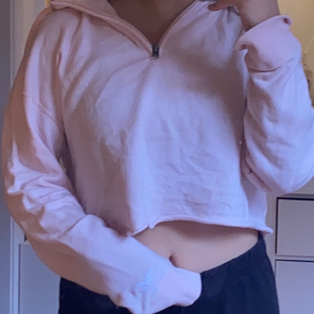 cropped pink hollister hoodie